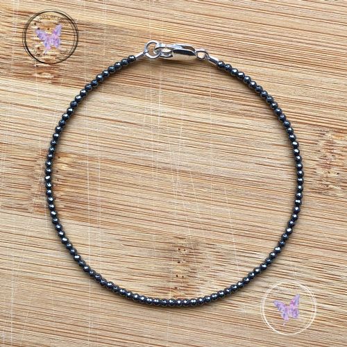 Hematite Tiny Faceted Beaded Bracelet